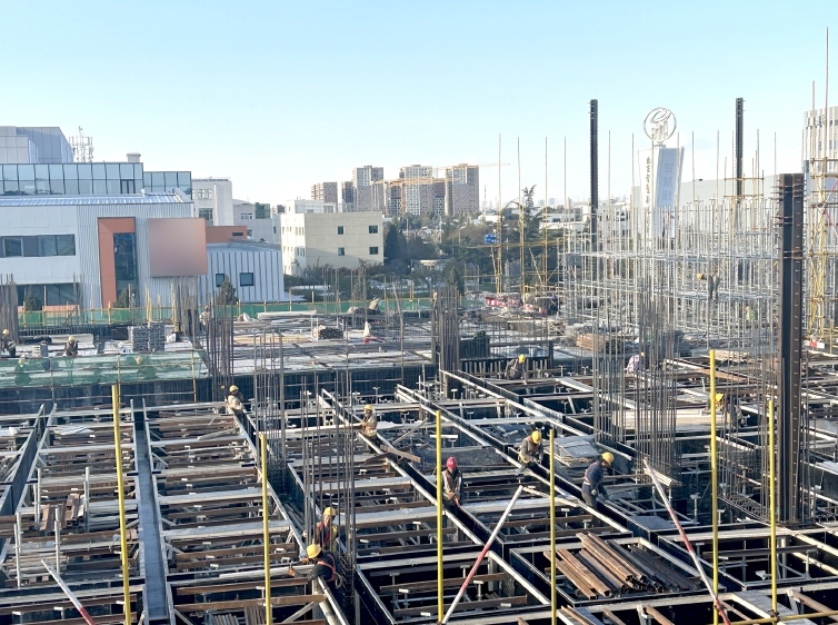 施工人员在项目脚手架上有序施工.jpg 施工人员在项目脚手架上有序施工.jpg